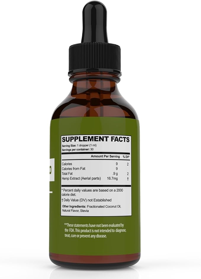 Hemp Oil Extract with Omega 3, 6 & 9 - Natural Hemp Extract Oil Drops (500mg)