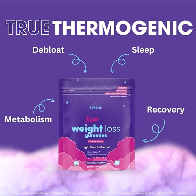Night Time Fat Burner Gummies, Sleep Supplement & Weight Loss | Skinny Vitamin | Appetite Suppressant & Metabolism Booster | Nighttime Diet Gummies for Women & Men