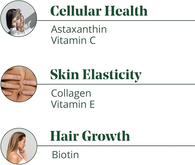 Semaine Hair & Skin Gummy — Collagen Gummy with Astaxanthin – Promotes Healthy Aging, Boosts Hair & Nail Strength, Supports Joints & Immune System, Wrinkle Support. (60 Count)