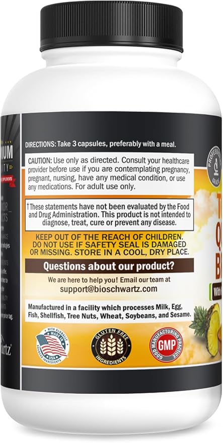 Turmeric Quercetin with Bromelain Supplement - Natural Extra Strength Immune and Joint Support with BioPerine Black Pepper for Max Absorption - Organic Tumeric Bromelain Supplement Vegan Safe, Non-GMO