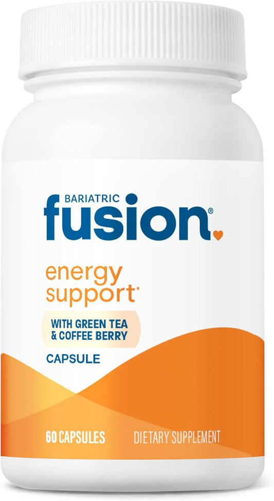 Bariatric Fusion B Vitamins for Energy Support | B-Complex with 70mg Natural Caffiene | Vegan Capsules | Bariatric Vitamins for Women and Men | Gluten, Dairy and Soy Free | Non-GMO | 60 Count
