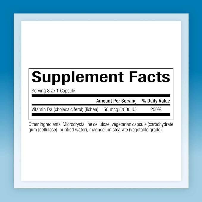 Natural Factors Vegan Vitamin D3 2000 IU, Supports Bone and Immune Health, 90 Capsules