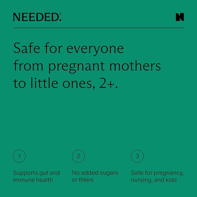 Needed. Immune Support Immunity Powder - for The Whole Family - Pregnancy Safe Immunity Supplement - Zinc with Elderberry - Easy-to-Take