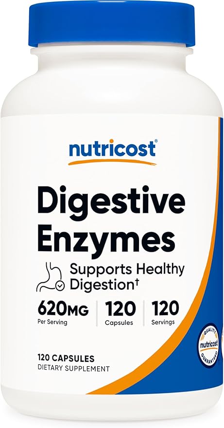 Nutricost Digestive Enzymes 620mg, 120 Veggie Capsules (3 Bottles) - Complete Digestive Enzyme Supplement