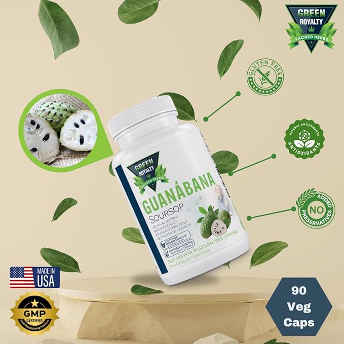 Graviola Guanabana (Soursop) Capsules – 1100mg Per Serving, 90 Vegan Capsules – Organically Grown Guanábana – No Preservatives, Gluten-Free, Made in USA | Immune Support and antioxidant Defense