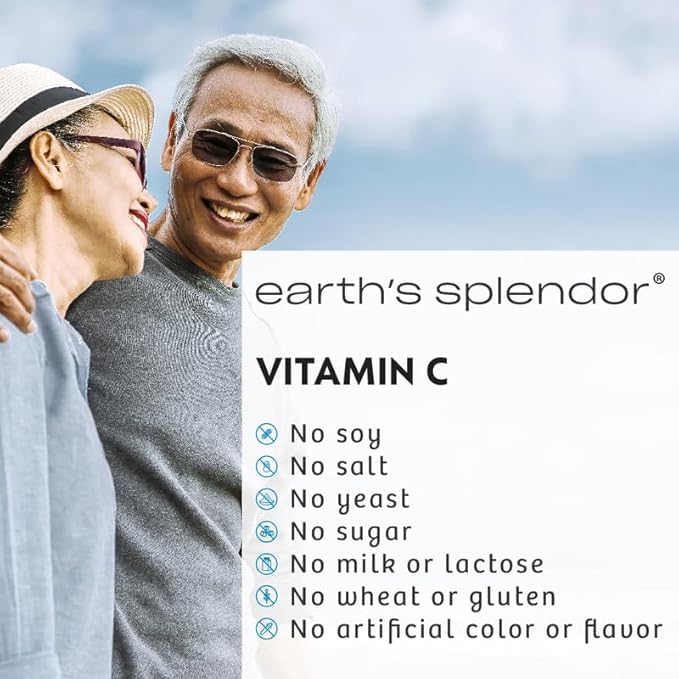 Earth's Splendor Immune Support Supplements, with Vitamin C & Rose HIPS, Support Antioxidant Health, Gluten Free, No Artificial Color, or Flavor, for Men & Women (500mg Vitamin C, 100 Tablets)