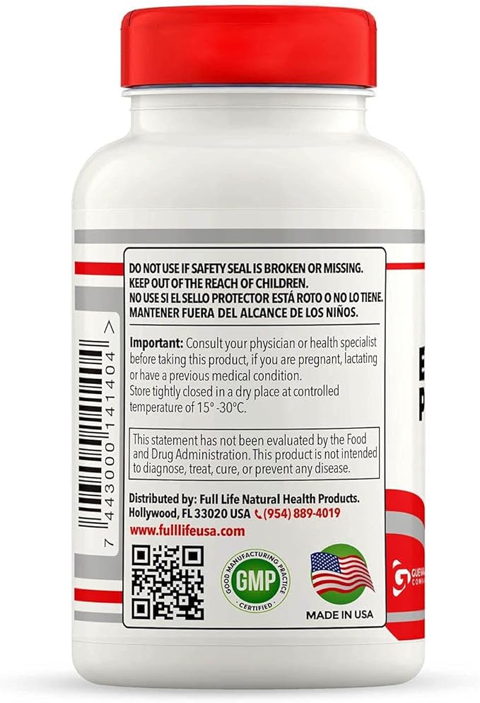 Full Life Evening Primrose Oil - Healthy Immune System - Supporting Vascular System - GLA for Skin - 100 Softgel Capsules Serving 100 Days, 500mg.