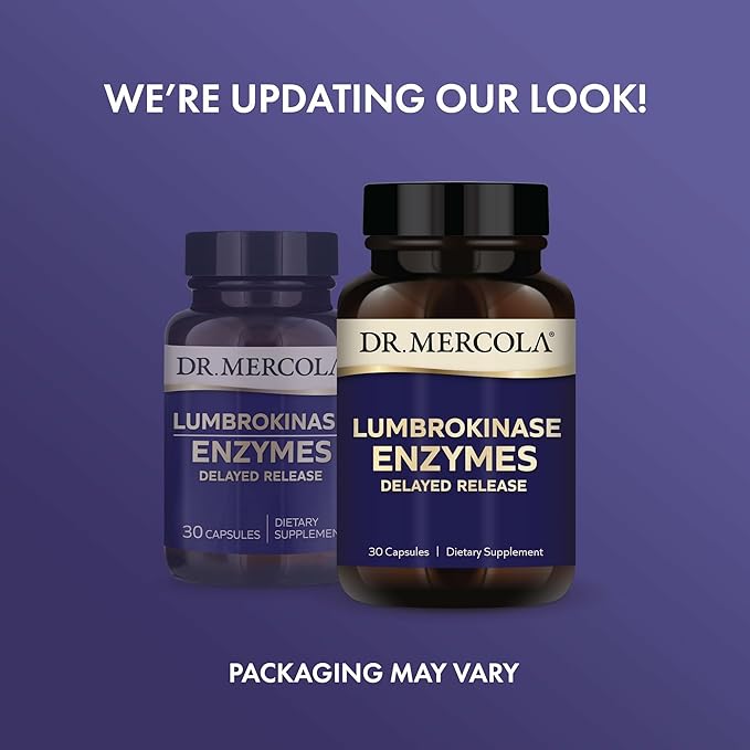 Dr. Mercola Lumbrokinase Enzymes - Delayed Release Formula - Dietary Supplement for Cardiovascular & Energy Support - Non-GMO, Gluten-Free & Soy-Free - 30 Capsules (30 Servings)