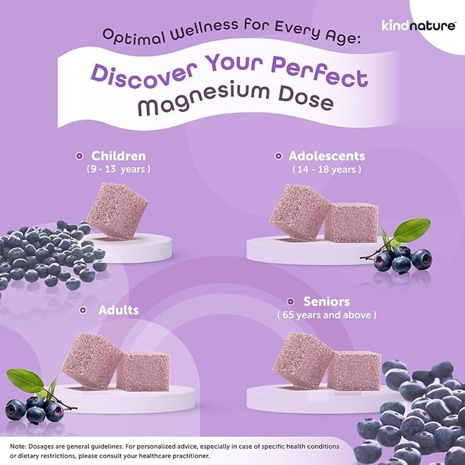 Kind Nature Magnesium Glycinate & Citrate Gummies – Calm Magnesium Complex for Sleep, Stress, Cramps & Digestion – Chewable Vegan Magnesium Supplement for Women, Teens, Adults – 60 Ct