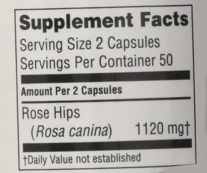 Nature's Sunshine Rose Hips, 100 Capsules, Kosher | Supports Immunity, Natural Source of Vitamin C, Contains Beneficial Bioflavonoids, and Provides Powerful Antioxidants