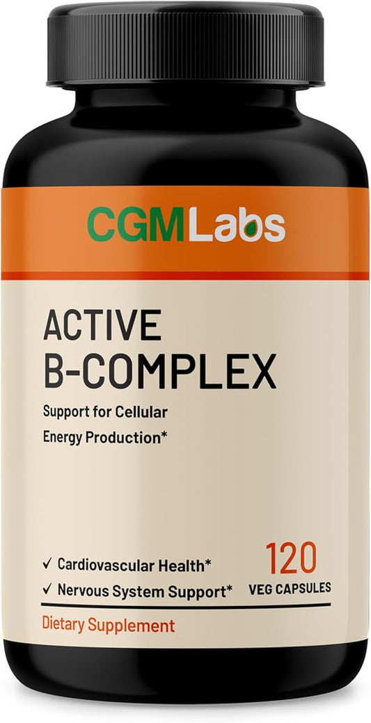 Vitamin B Complex - Active B1, B2, B3, B6, B12, Thiamine, Riboflavin, Niacin, Folate, Biotin, Pantothenic Acid, Inositol by CGM Labs