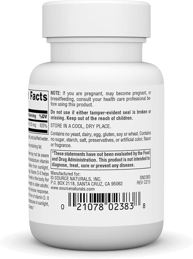 Source Naturals Vitamin D-3 5000 iu Supports Bone & Immune Health* - 100 Softgels