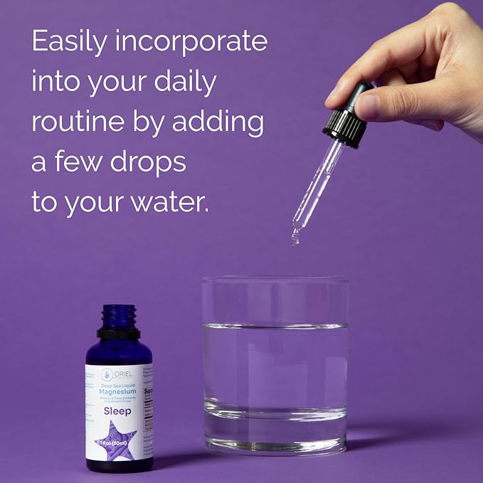 Oriel Liquid Magnesium Drops for Sleep, Rapid Absorption, Free Ion Magnesium, Minerals and 78 Trace Elements, Supports Natural and Deep Sleep, Relaxation and Calm, 30 ml, 30-Day Supply
