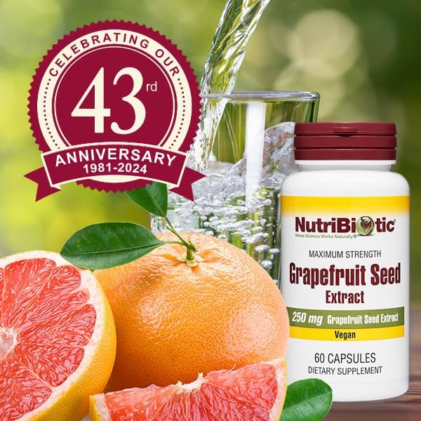 NutriBiotic – Grapefruit Seed Extract Capsules 250 mg, 60 Count - Maximum Strength with Bioflavonoids