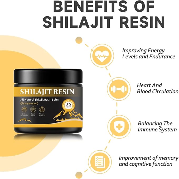 shilajit Resin for Men - Maximum Potency Natural Organic Shilajit Resin in 85+ Trace Minerals, Gold Grade Himalayan Pure Shiljait for Energy,Immune Support, 50 Grams Pack of 2 (6 Months Supply)