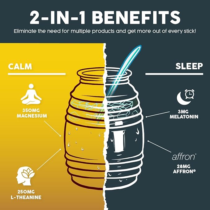 Salud 2-in-1 Sleep Aid + Calm Drink Mix, Lemon Honey Flavor, Melatonin, Magnesium, Saffron Extract, L-Theanine, Non-GMO, Gluten Free, Vegan, Low Calorie, 1g of Sugar (15 Servings)