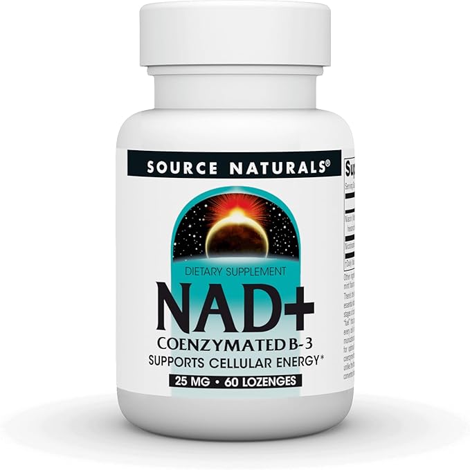 Source Naturals NAD+, Coenzymated B-3, Supports Cellular Energy*, 25 mg - 60 Lozenges