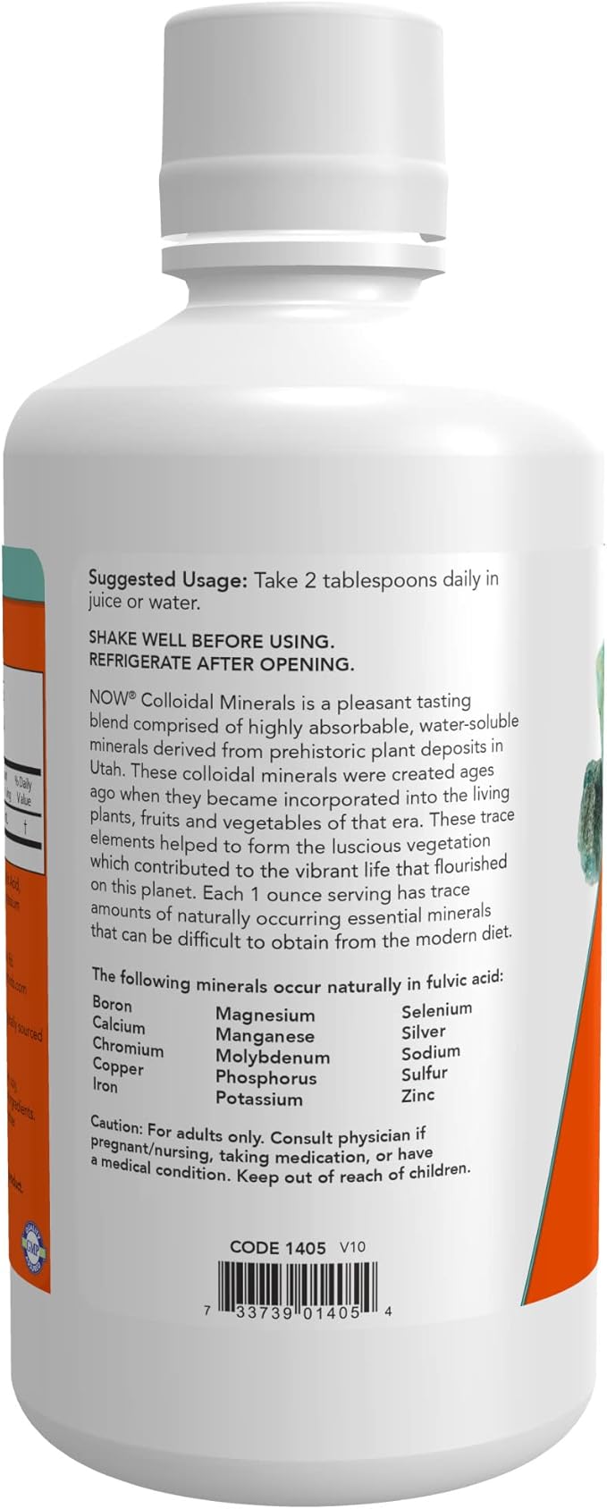 NOW Supplements, Colloidal Minerals Liquid, Plant Derived, Essential Trace Minerals, 32-Ounce (Pack of 2)