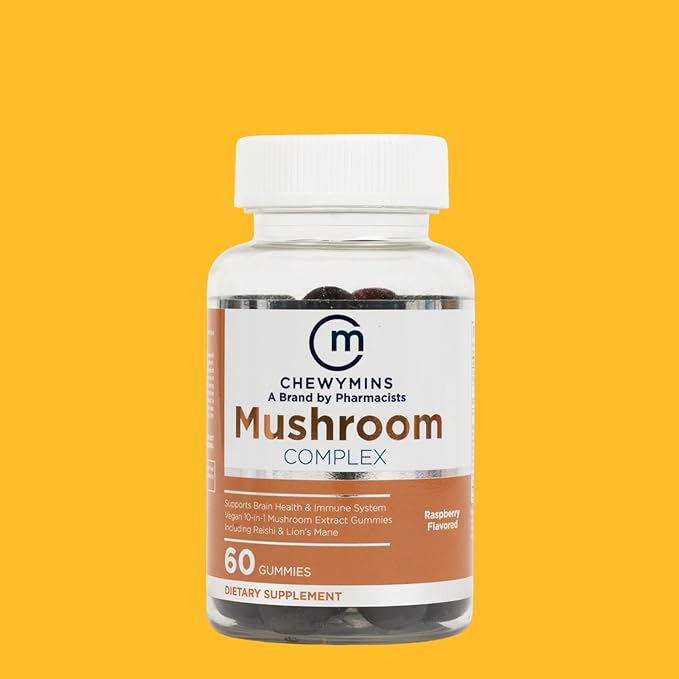 Halal Mushroom Complex Gummies - Raspberry Flavor - Non-GMO, Organic, and Vegan - Supports Brain Health and Immune System - 10-in-1 Mushroom Extract - 60 Gummies