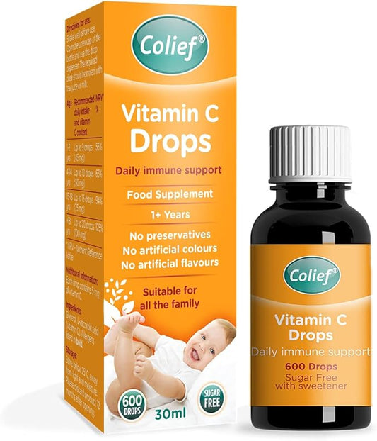 Colief Vitamin C Drops for Babies | Daily Immune Support for Infants Age +1 | Diary, Gluten and Preservative Free | Supports Development of Healthy Bones and Teeth | 600 Drops