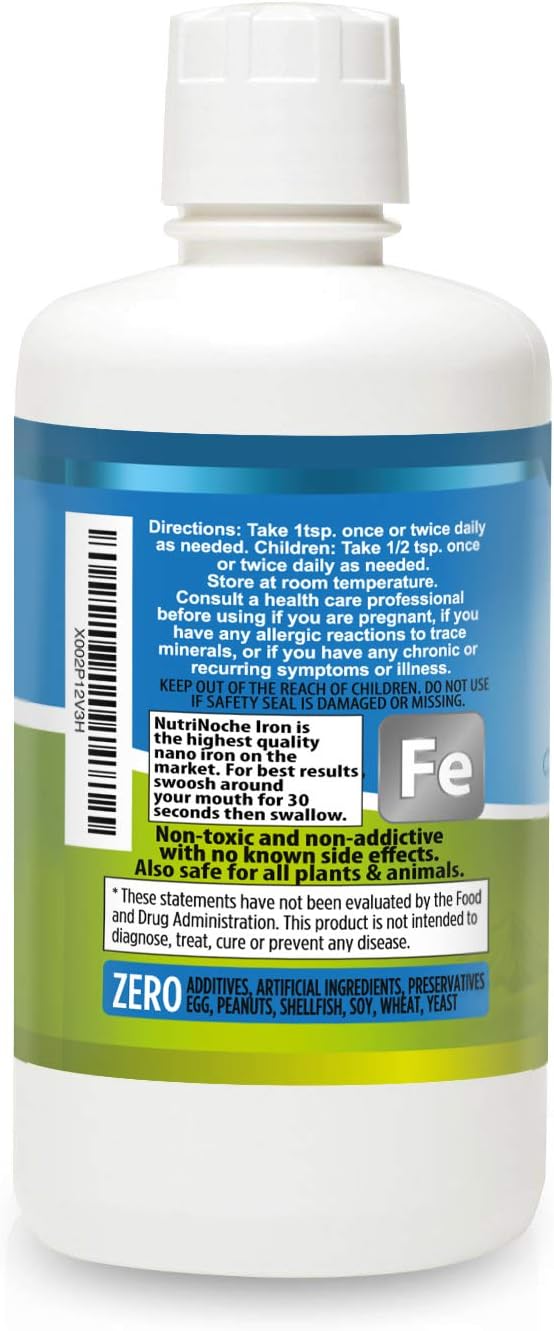 NutriNoche Liquid Iron Supplement - High Potency Sublingual Iron Drops - Vegan Iron - Flavorless - Crystalline Iron Supplement for Men, Women & Kids