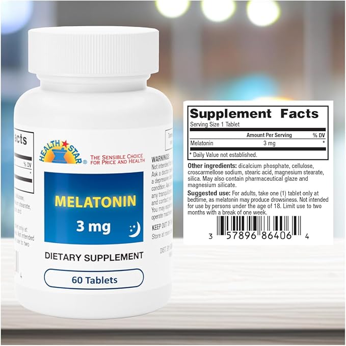 GeriCare Melatonin 3mg Tablets, Balances Nighttime Routine - Helps Adjust to Changing Schedules - Promotes Restful Evenings – Easy-to-Take Tablets, 60 Count (Pack of 1)