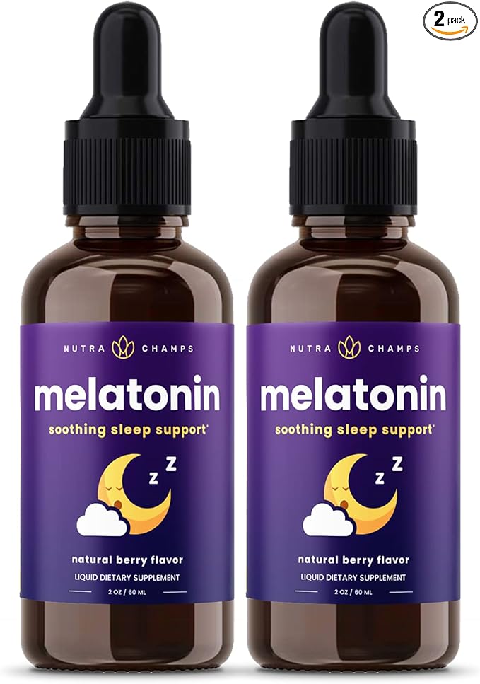 NutraChamps Liquid Melatonin Drops, 480 Servings, Sugar Free Kids Melatonin Liquid Sleep Aid Supplement, Vegan & Non-GMO, Natural Berry Flavor, Melatonin 1 mg Drops