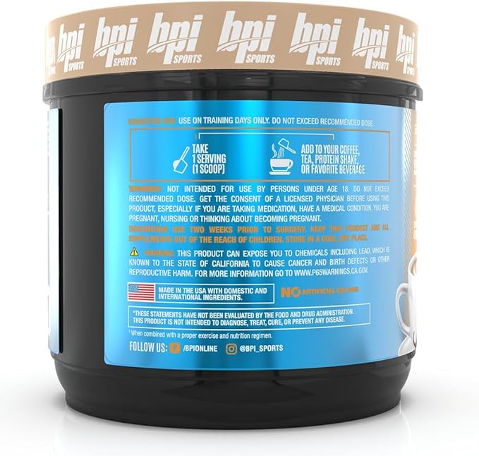 BPI Sports Keto Bomb - Promotes Energy, Hydration and Fat Loss - MCT and Electrolytes - Sugar-Free with Calcium - French Vanilla Latte, 18 Servings