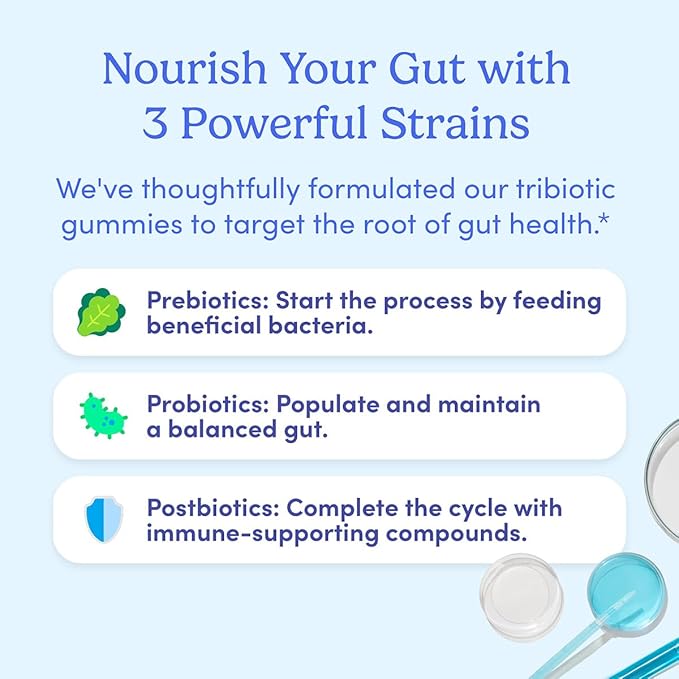 FIRST DAY Men’s Gut Guardian Tribiotic Gummies – 3-in-1 Prebiotic, Probiotic & Postbiotic Supplement – Supports Digestive & Oral Health, Immune Function & Energy Levels – 30-Day Supply