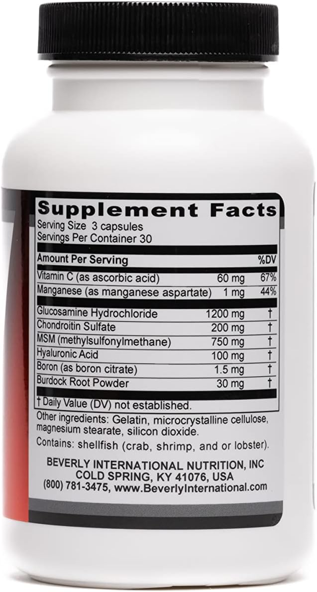 Beverly International Joint Care, 90 Capsules. All Over Joint Support. 3-Stage Building Formula with Glucosamine, Chondroitin, MSM, Hyaluronic Acid. Increase Mobility with Less Discomfort.