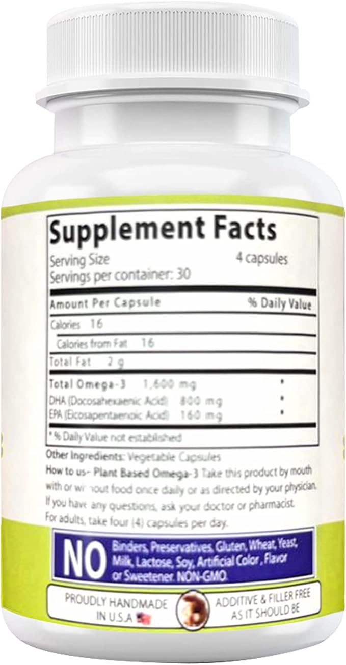 Our Daily Vites Vegan Omega-3 Supplement - Marine Algal Source for DHA & EPA Fatty Acids - Plant-Based Fish Oil Alternative - Carrageenan Free Softgels for Eye Health & Optimal Wellness