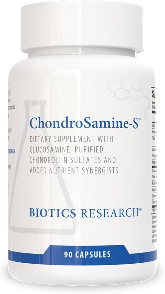 Biotics Research ChondroSamine S Comprehensive Joint and Connective Tissue Support, 600 Elemental Glucosamine, MSM, Vitamin C, Manganese, Niacin, Pantothenic Acid, Folate, B12, SOD, Catalase 90 Caps