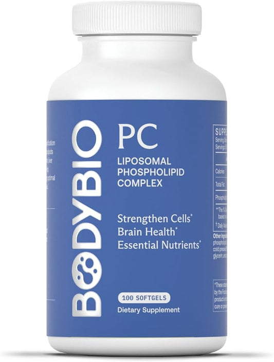 BodyBio PC - Phosphatidylcholine for Mental Clarity, Healthy Aging, Cellular Repair, and Gentle Daily Detoxification - 100 Softgels