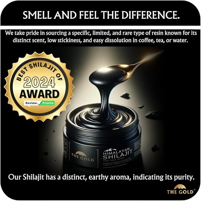 THE GOLD Shilajit Resin | Shilajit Pure Himalayan Organic Shilajit for Men & for Women Lab Test in USA Grade A+ All Natural Dietary Supplement with Fulvic Acid + Trace Minerals | 50 Grams 100 Servings