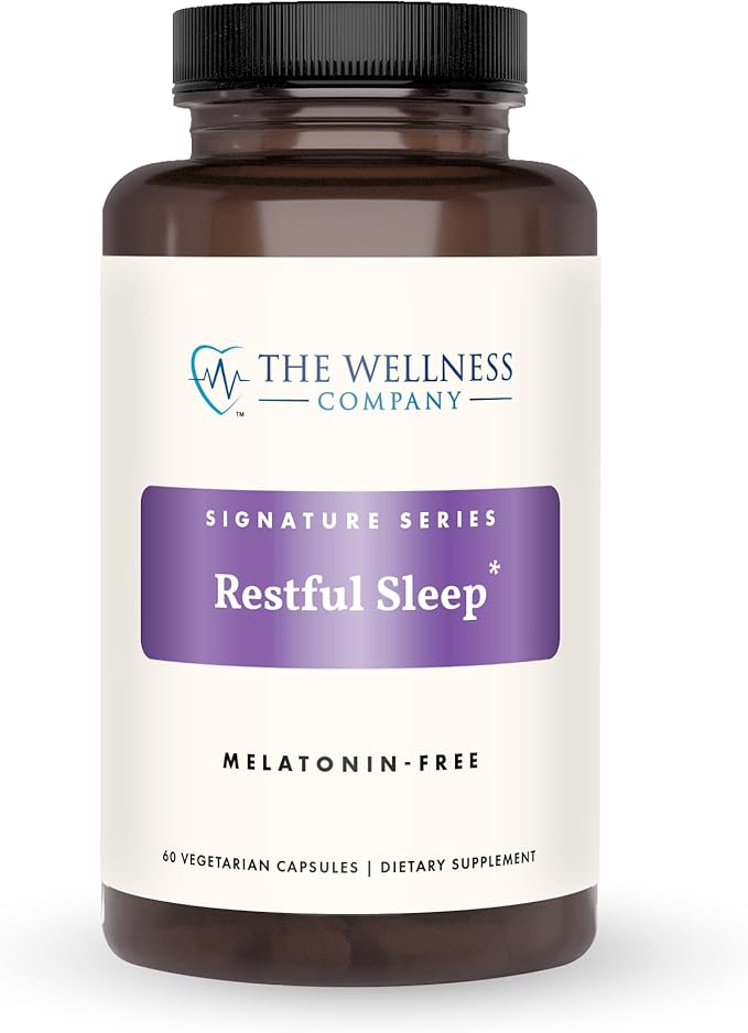 The Wellness Company Restful Sleep | 60 Capsules (1 Month Supply) | Natural Melatonin-Free Sleep Support | Non-GMO, Vegan, Gluten Free | for Gently Calming and Relaxing Mind and Body
