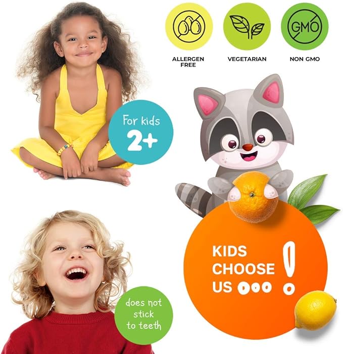 Omega 3 DHA Gummies and Vitamin C Gummies for Kids & Adults - Immune Support Low-Sugar Chewable Gummy Vitamins for Toddlers - Vegetarian Gelatin-Free Children's Supplement