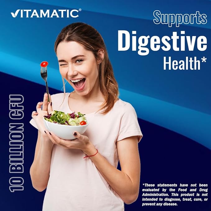 Vitamatic 2 Packs Acidophilus Probiotic - 10 Billion CFU - 120 Tablets - 5X Potency - Daily Probiotic Supplement, Supports Digestive Health (Total 240 Tablets)