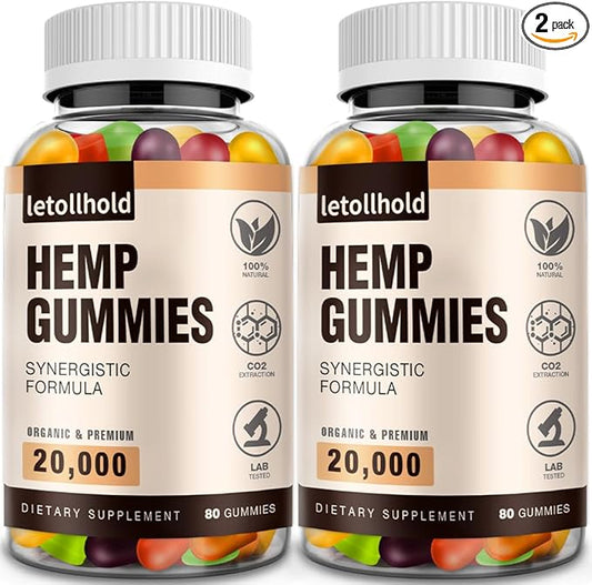 Natural Hemp Gummies Advanced Extra Strength Oil Extract for Adults 2Pack