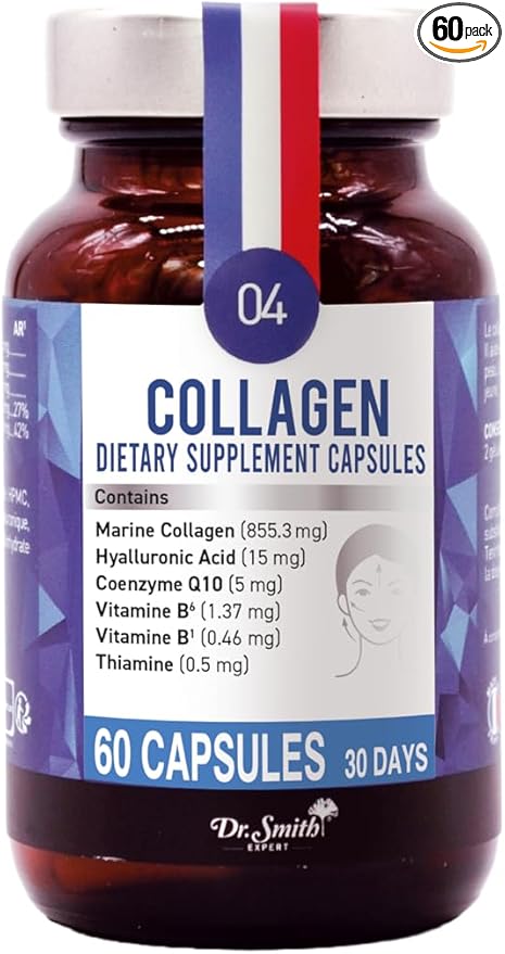Collagen Complex - Hyaluronic Acid, Marine Collagen, Vitamin B1/B6, COQ10- Clean Natural Ingredients - Anti-Aging