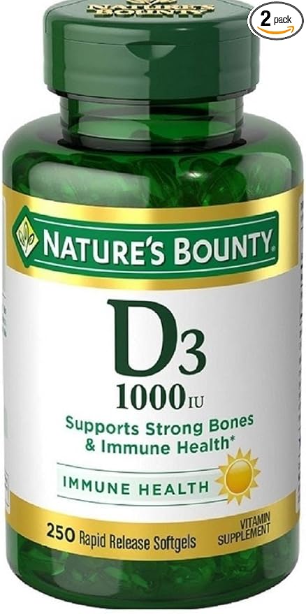 Nature's Bounty Vitamin D3-1000 IU, Rapid Release Softgels 250 ea (Pack of 2)