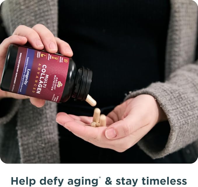 Ancient Nutrition Multi Collagen Advanced Longevity with Probiotics, Hydrolyzed Collagen Peptides Promotes Healthy Aging and Cellular Energy, 90 Count