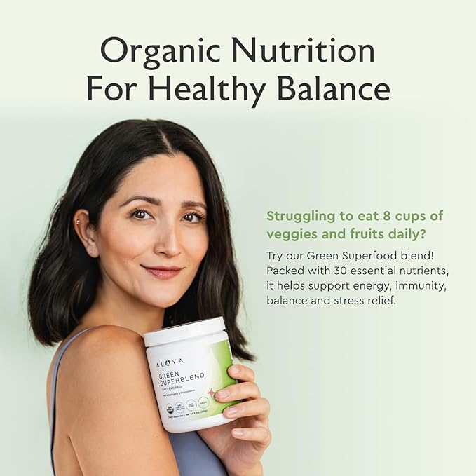 Alaya Organic Super Greens Powder - Premium Green Juice Superfood Supplement Powder - Adaptogens, Antioxidants & Probiotics Blend - USDA Organic, Non-GMO, Vegan - 30 Servings (Mixed Berry)