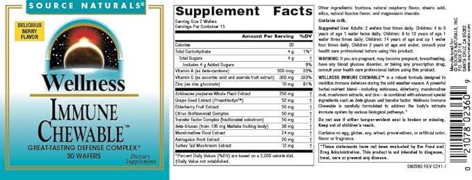 Source Naturals Wellness Immune Chewable Defense Complex* - 30 Chewables Wafers