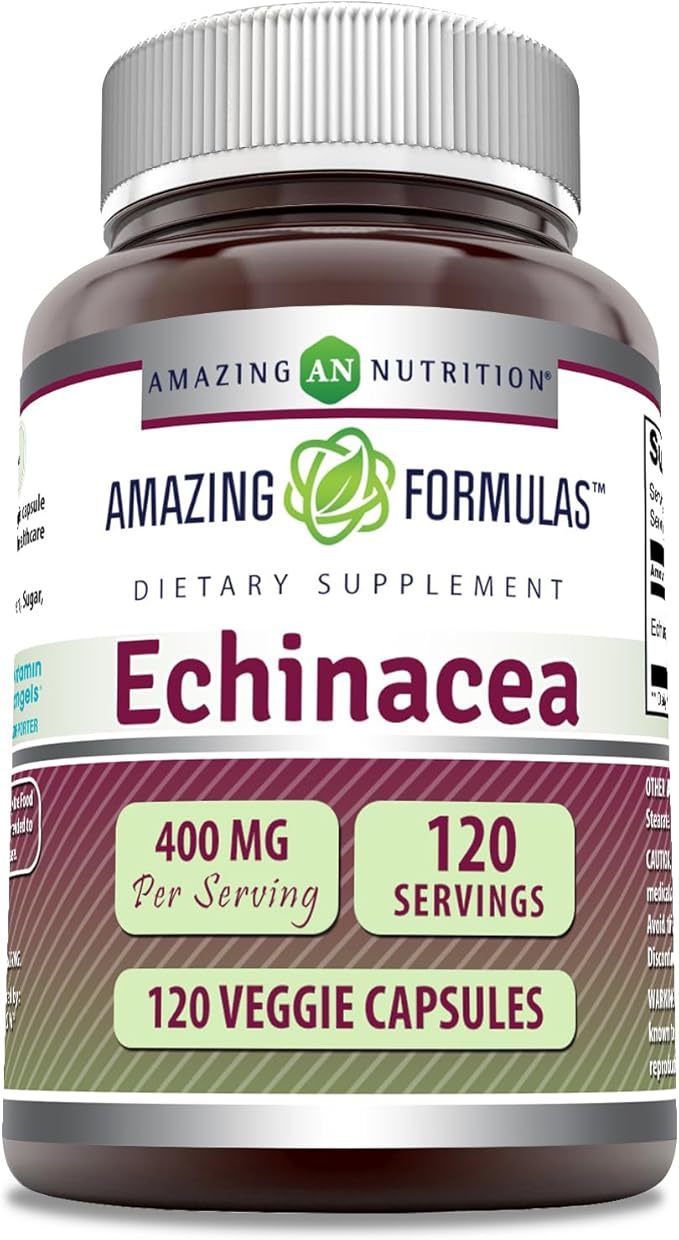 Amazing Formulas Echinacea Supplement | 400 Mg Per Serving | 120 Veggie Capsules | Non-GMO | Gluten Free | Made in USA