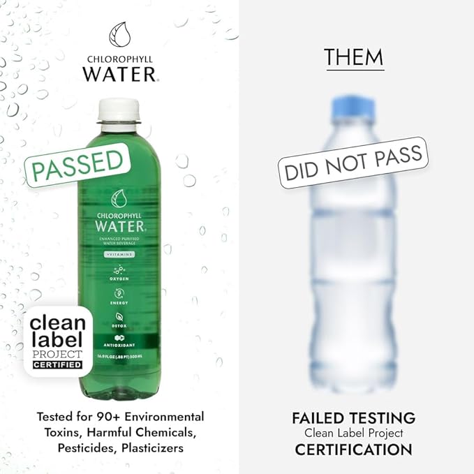 Chlorophyll Water Plant Based Vitamin Water w/Chlorophyll Liquid | Antioxidants, Detox Water, Immune Support, Energy Boost | Liquid Chlorophyll, Mineral Water, Vitamins A,B,C,D | Zero Calories 6pk