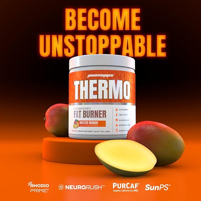 PROSUPPS Thermogenic Fat Burner Powder, Molten Mango - Weight Loss & Metabolism Booster Pre Workout Supplement for Women & Men - Supports Appetite Control & Boosts Energy - Gluten-Free - 25 Servings