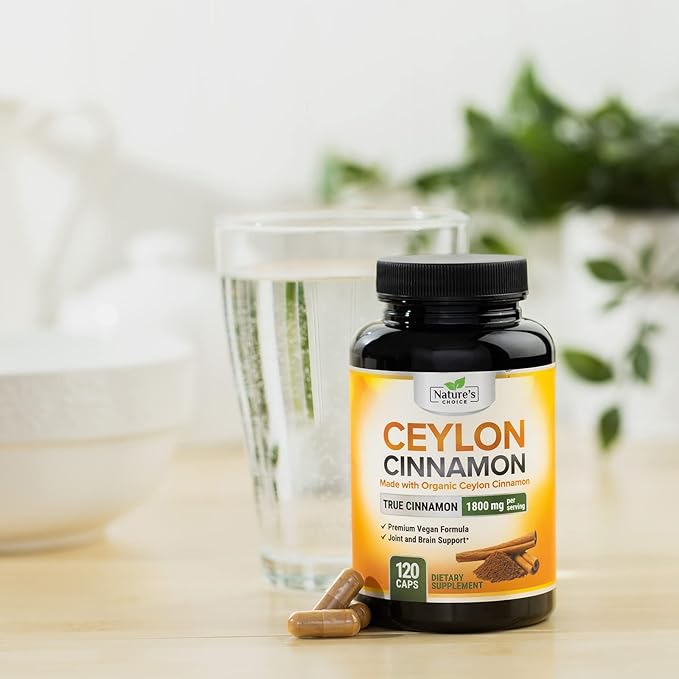 Organic Ceylon Cinnamon Capsules 1800mg - Pure Ceylon Cinnamon Supplements, 1800 mg Certified Organic Powder, Bottled in USA, Non-GMO Gluten Free Sugar Free, Antioxidant Pills Supplement, 120 Capsules