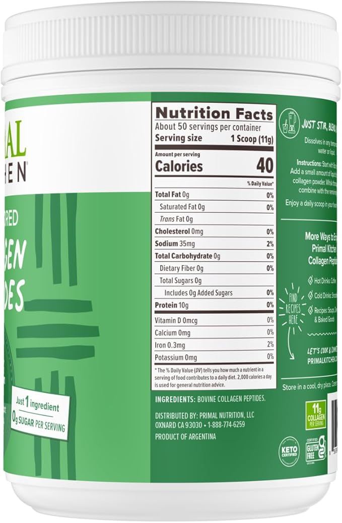 Primal Kitchen Collagen Peptides, Unflavored Collagen Powder, 1.2 Pounds