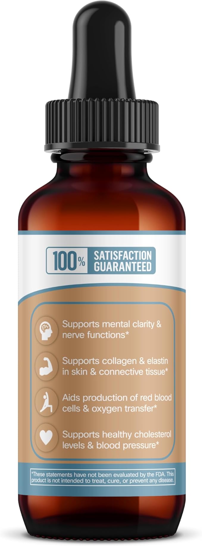Ionic Colloidal Copper Liquid (30 PPM) | Mental Clarity & Nerve Function | Hair, Skin, Nails & Collagen | Red Blood Cells & Energy Production | Cholesterol Levels & Blood Pressure (4oz Dropper)
