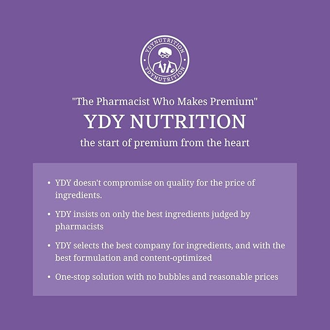 YDY Chelated Magnesium with K2 - Magnesium 200mg, Vitamin D3 25mcg, K2 100mcg - High Absorption, Supports Muscle, Bone, Nerve, Sleep - 60 Tablets